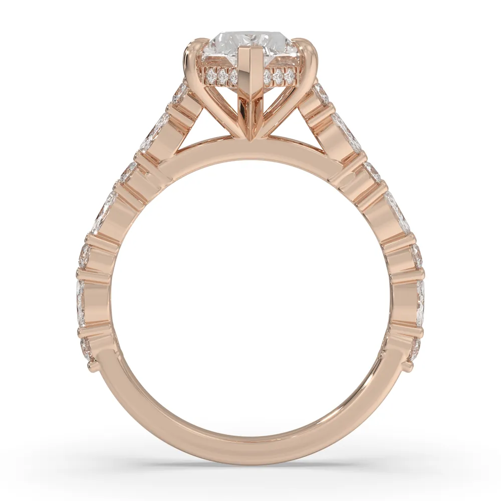 Same ring in rose gold, front view