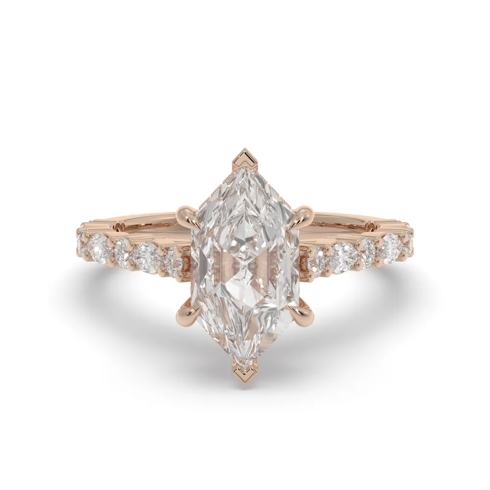 Same ring in rose gold, top view