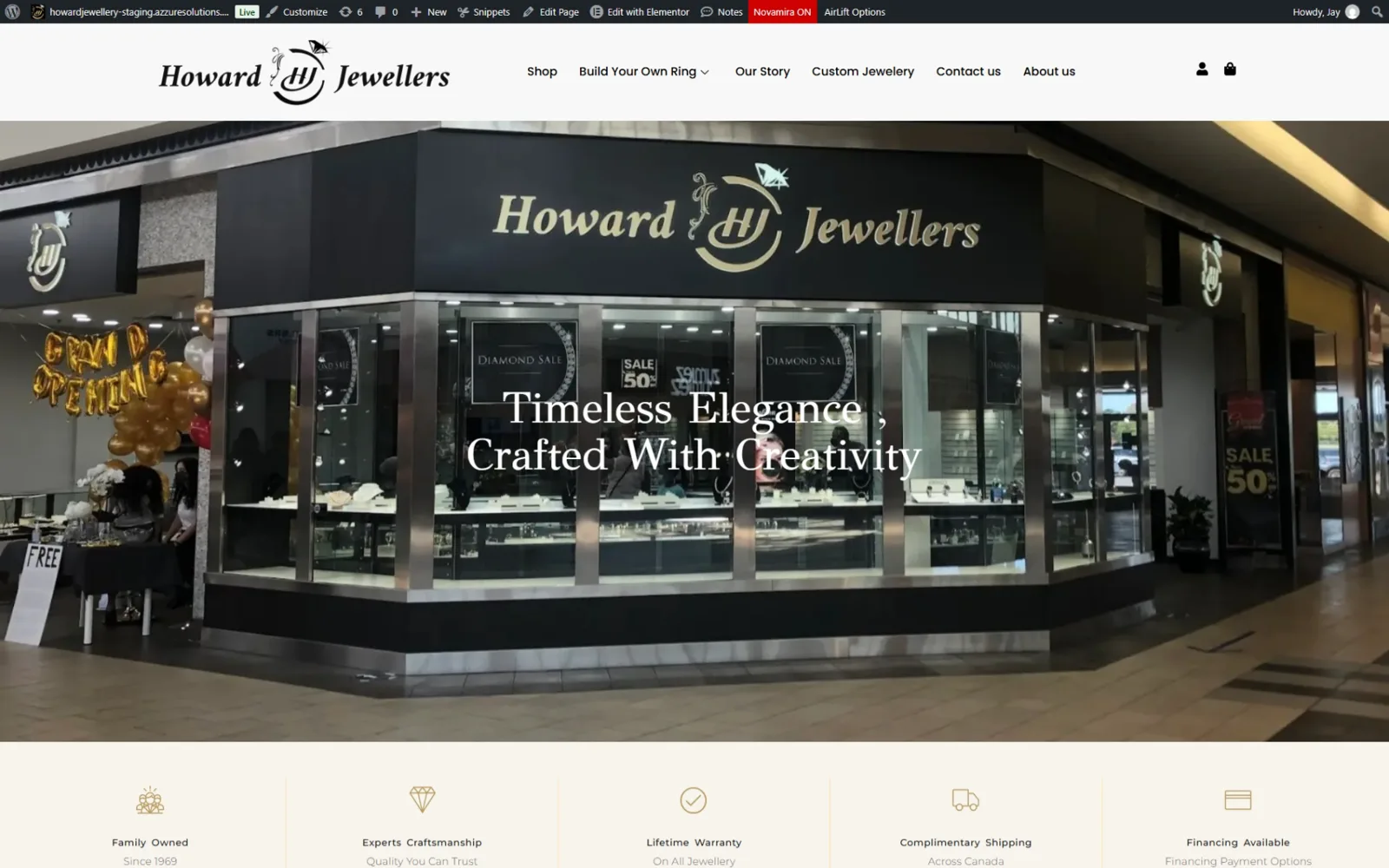 Howard Jewellers website in progress